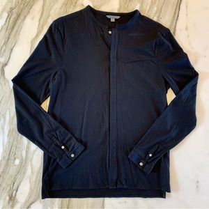 John Varvatos Men’s Black Long-Sleeve Collarless Button-Down Shirt